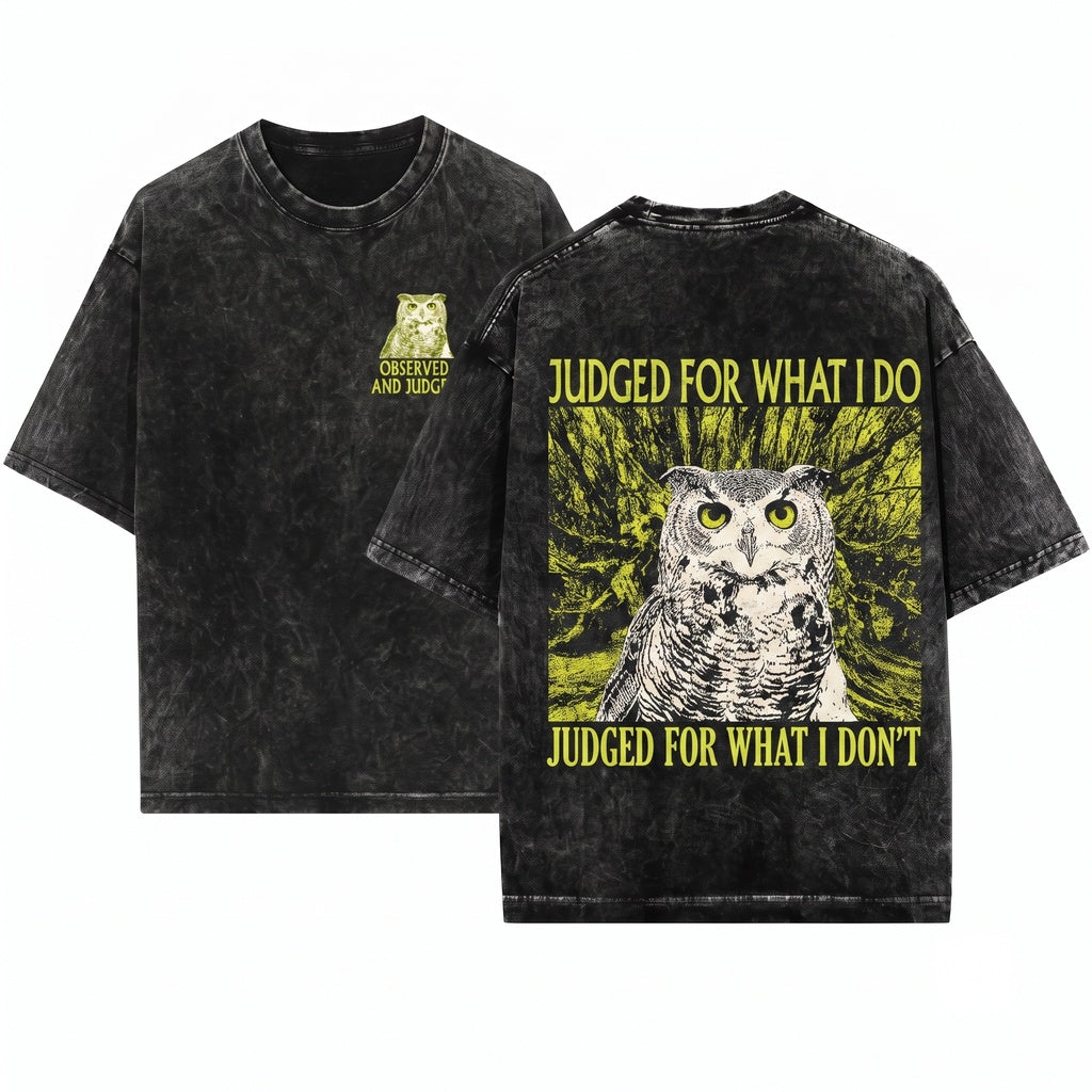 Judged For What I Do Funny Japanese Vintage Owl Unisex Wash T-Shirt
