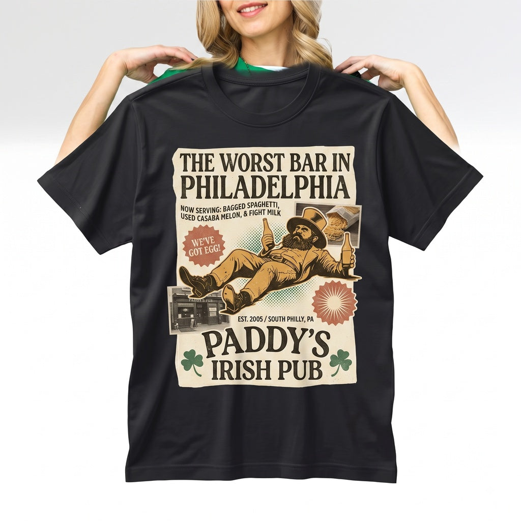 Paddys Pub Saint Patricks Day Funny Philadelphia Sitcom Irish Bar Graphic Top Unisex TShirt
