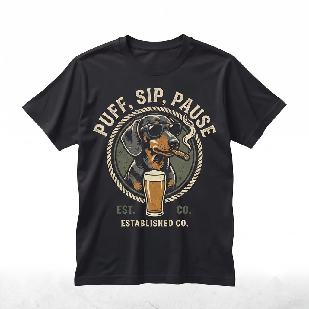Funny Dachshund Drinking Beer Graphic Pet Lover Gift Dog Mom Dad Unisex TShirt