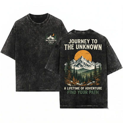 Vintage Mountain Landscape Distressed Wilderness Nature Unisex Wash T-Shirt