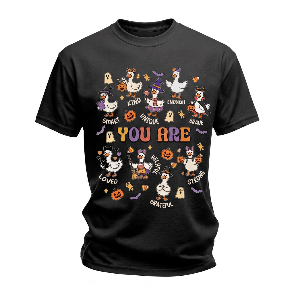 You Are Smart Kind Unique Duck Cute Halloween Affirmation Spooky Teacher Gift Positive Goose Unisex TShirt