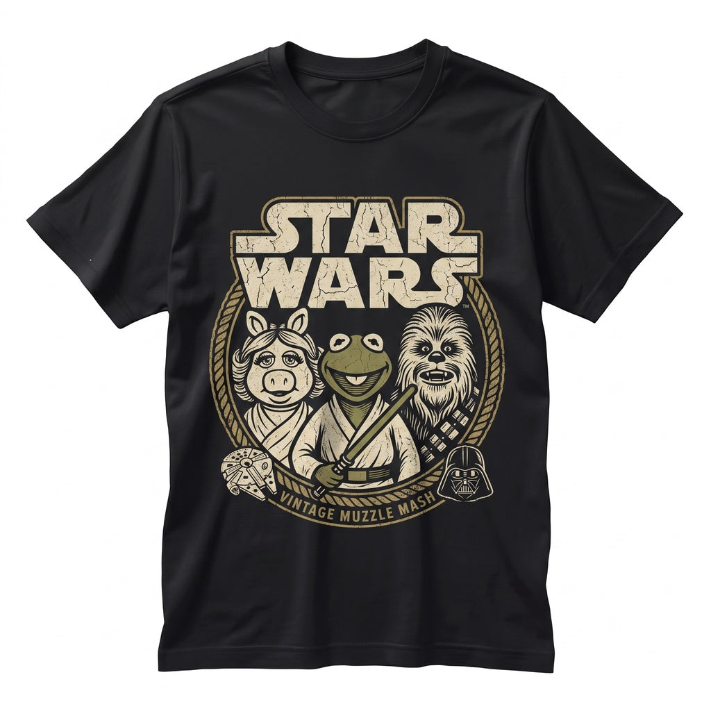 Retro Sci-Fi Puppet Mashup Graphic Apparel, Space Outpost Theme Park Family Vacation, May Fourth Holiday Unisex TShirt