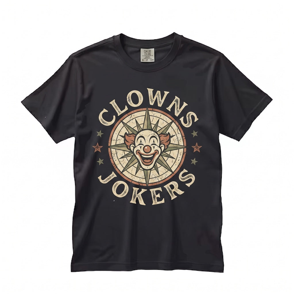 Funny Clowns To The Right Jokers Left Stuck In Middle Retro Novelty Graphic Apparel Unisex TShirt