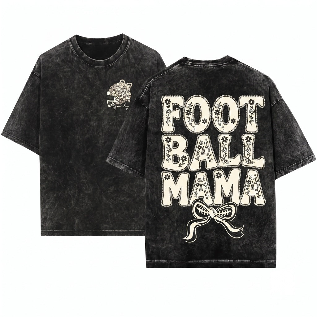 Retro Floral Checkered Star Football Game Day Touch Down Lace Shirt Design Graphic Unisex Wash T-Shirt