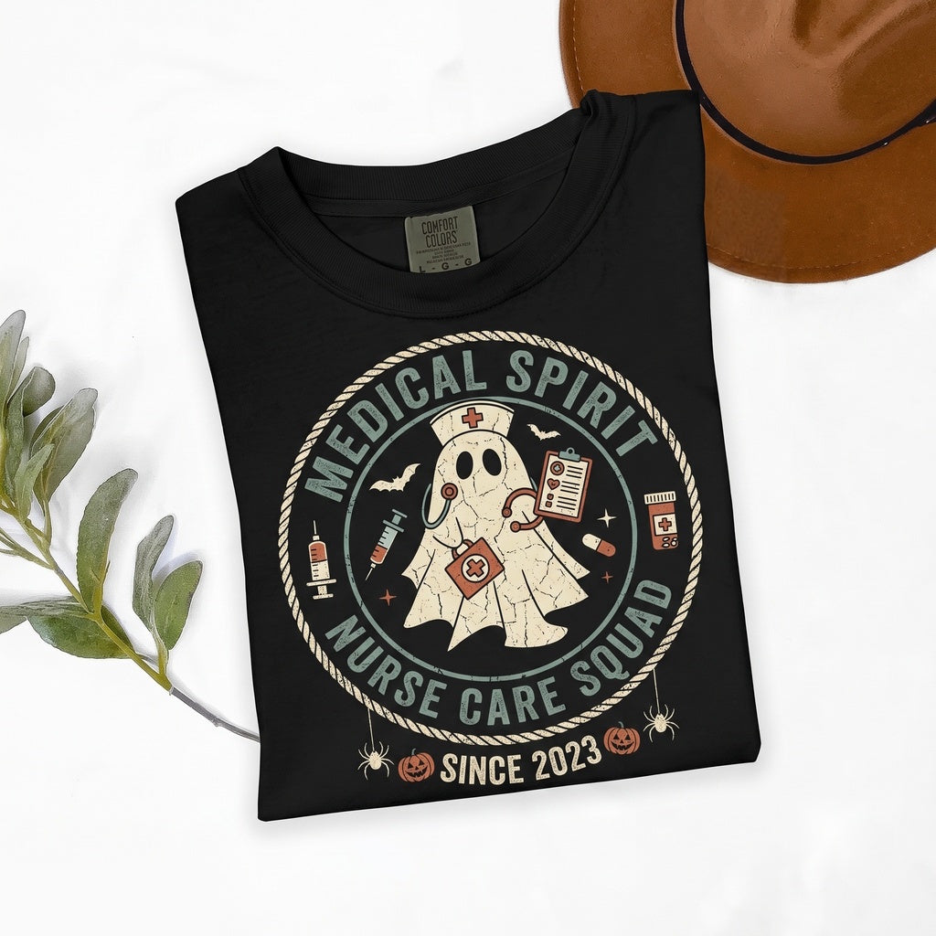 Pink Halloween Ghost Nurse Coquette Aesthetic Crew Fall Gift Graphic Apparel, Unisex TShirt