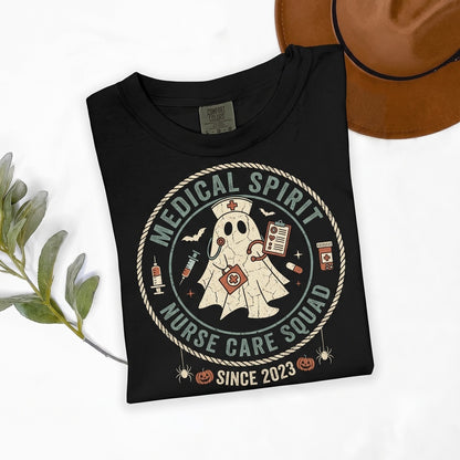 Pink Halloween Ghost Nurse Coquette Aesthetic Crew Fall Gift Graphic Apparel, Unisex TShirt