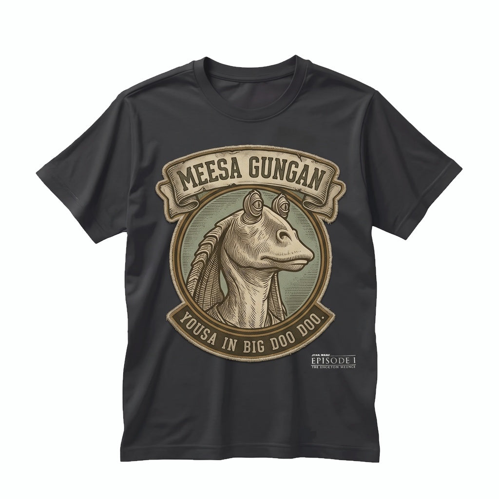 Vintage Jar Jar Binks Graphic Double-Sided Retro Sci-Fi Meme Cotton Apparel Unisex TShirt