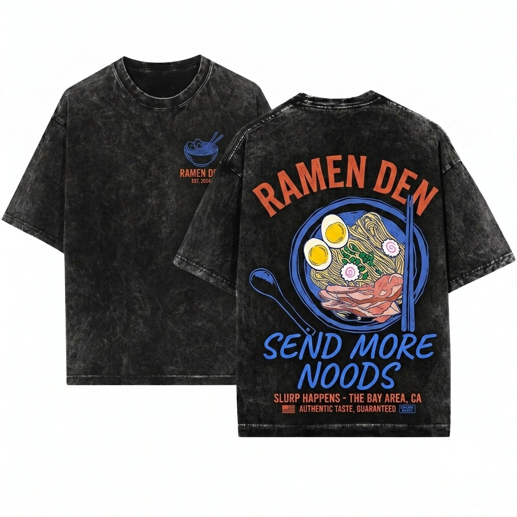Retro Aesthetic Ramen Noods Graphic Foodie Gift Send Club Unisex Wash T-Shirt