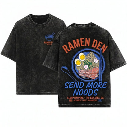 Retro Aesthetic Ramen Noods Graphic Foodie Gift Send Club Unisex Wash T-Shirt