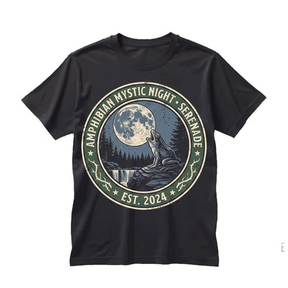 Vintage Frog Howling at Full Moon Retro Dark Wolf Parody Animal Lover Gift Unisex TShirt