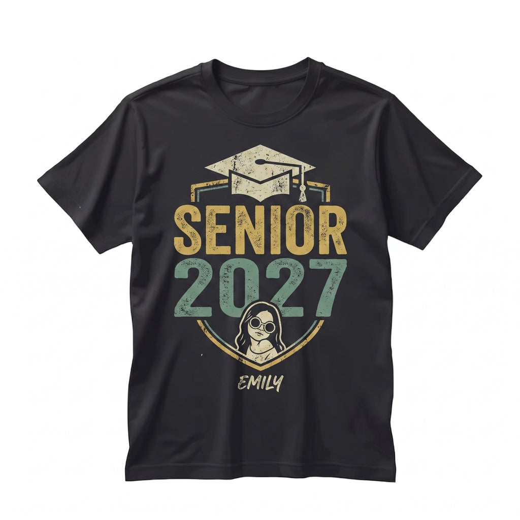 Custom Photo Class of 2027 Senior Graduation Keepsake Gift Unisex TShirt