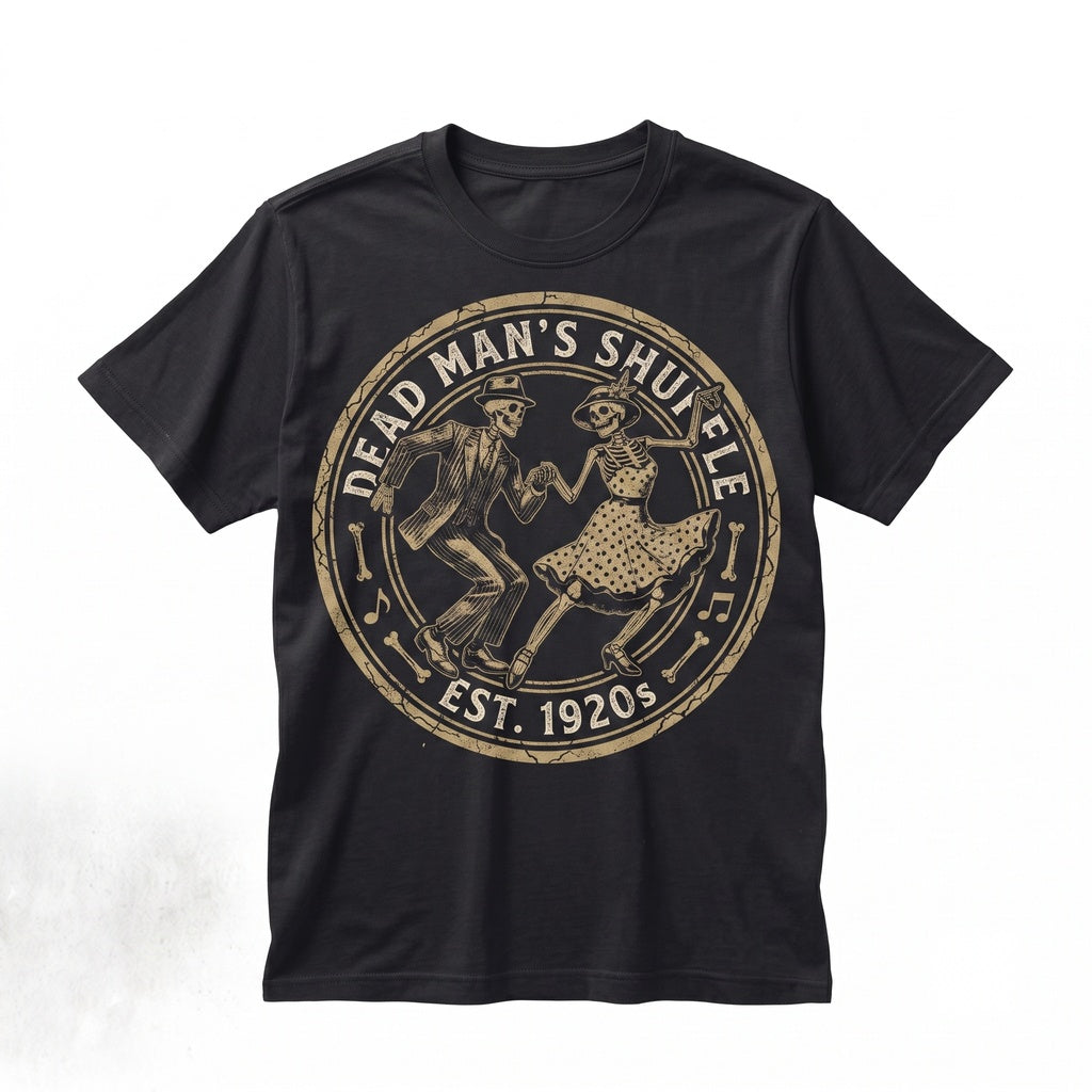 Dancing Skeletons Halloween Vintage Couple Spooky Dance Graphic Unisex TShirt