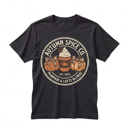 Coquette Pumpkin Spice Latte Fall Coffee Ribbons Autumn Thanksgiving Halloween Bows Graphic Print Unisex TShirt