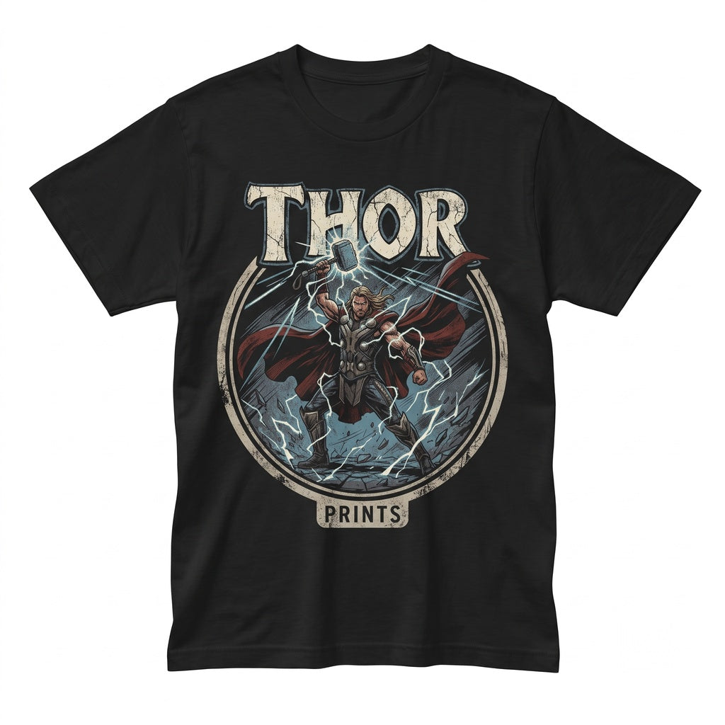 Vintage Thor God of Thunder Retro Norse Superhero Graphic Cotton Apparel Unisex TShirt