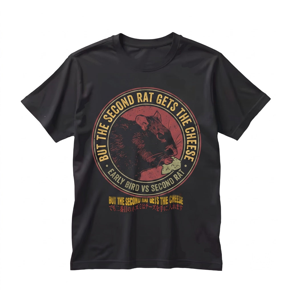 The Early Bird Gets Worm Second Mouse Gets Cheese Funny Rodent Graphic Quote Cotton Apparel Unisex TShirt