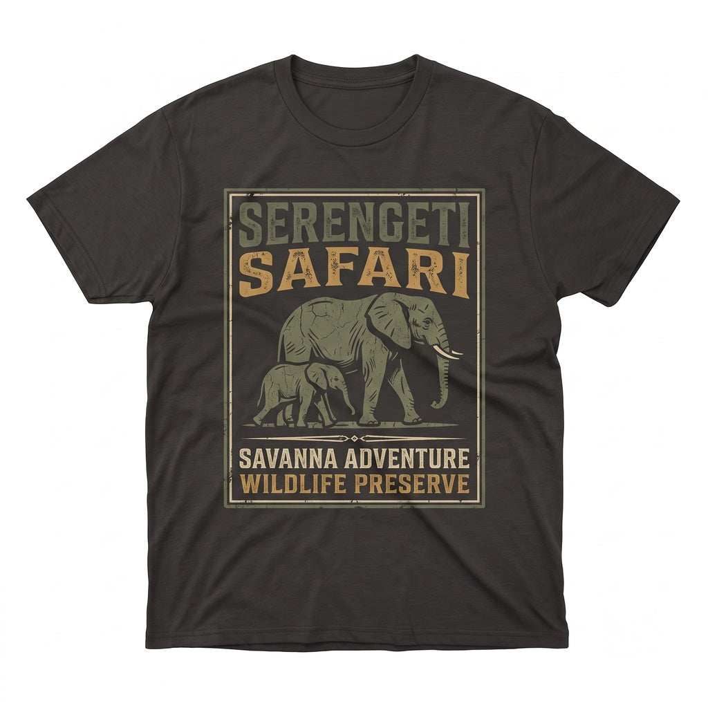 Classic African Safari Elephant Family Vintage Nature Scene Wildlife Graphic Gift Unisex TShirt