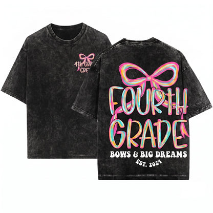 Pink Brushstroke Coquette Fourth Grade Girl Preppy Back To School PNG Design Unisex Wash T-Shirt