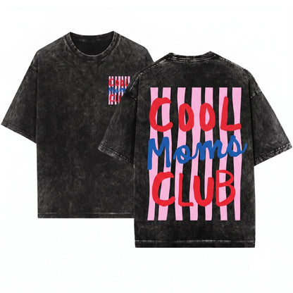 Cool Moms Club Trendy Mama Striped Design Life Mothers Day Gift Unisex Wash T-Shirt