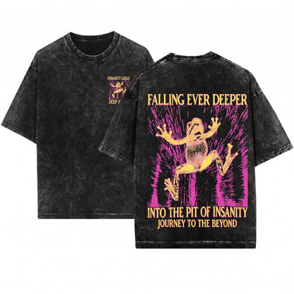 Falling Ever Deeper Funny Vintage Japanese Frog Unisex Wash T-Shirt
