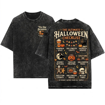 Tis The Season Halloween Vintage Spooky Festive Graphic Unisex Wash T-Shirt