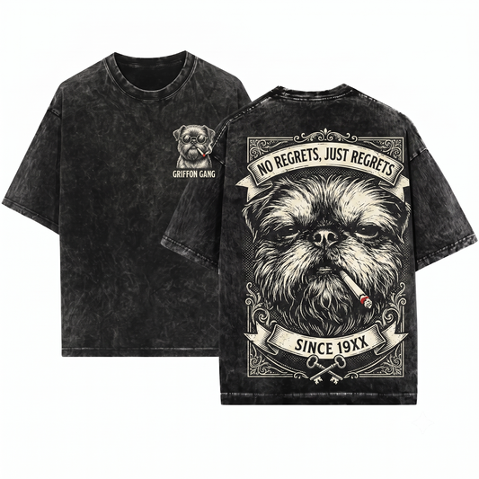 Vintage Grunge Brussels Griffon Tee Funny Y2K Edgy Dog Meme Graphic Cool Dog Lover Gift Comfort Colors Unisex Heavyweight Garment-Dyed T-Shirt