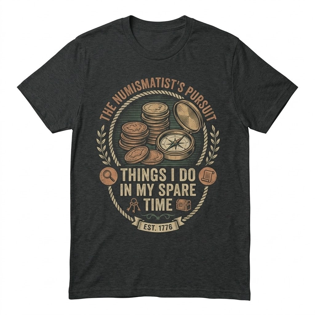 Coin Collector Numismatist Gift Things I Do In My Spare Time Retro Vintage Graphic Unisex TShirt