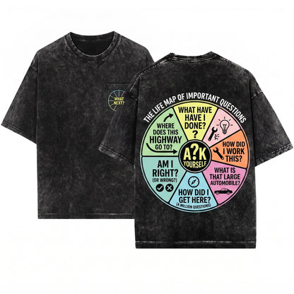 80s Retro Music Lyrics You May Ask Yourself Pie Chart Graphic New Wave Vintage Gift Fans Unisex Wash T-Shirt