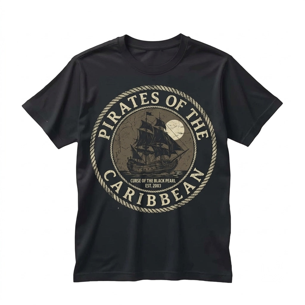 Vintage Pirates Curse Black Pearl Tee Jack Sparrow Yo Ho Life For Me Unisex TShirt