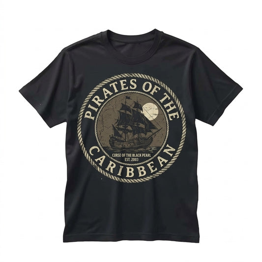 Vintage Pirates Curse Black Pearl Tee Jack Sparrow Yo Ho Life For Me Unisex TShirt