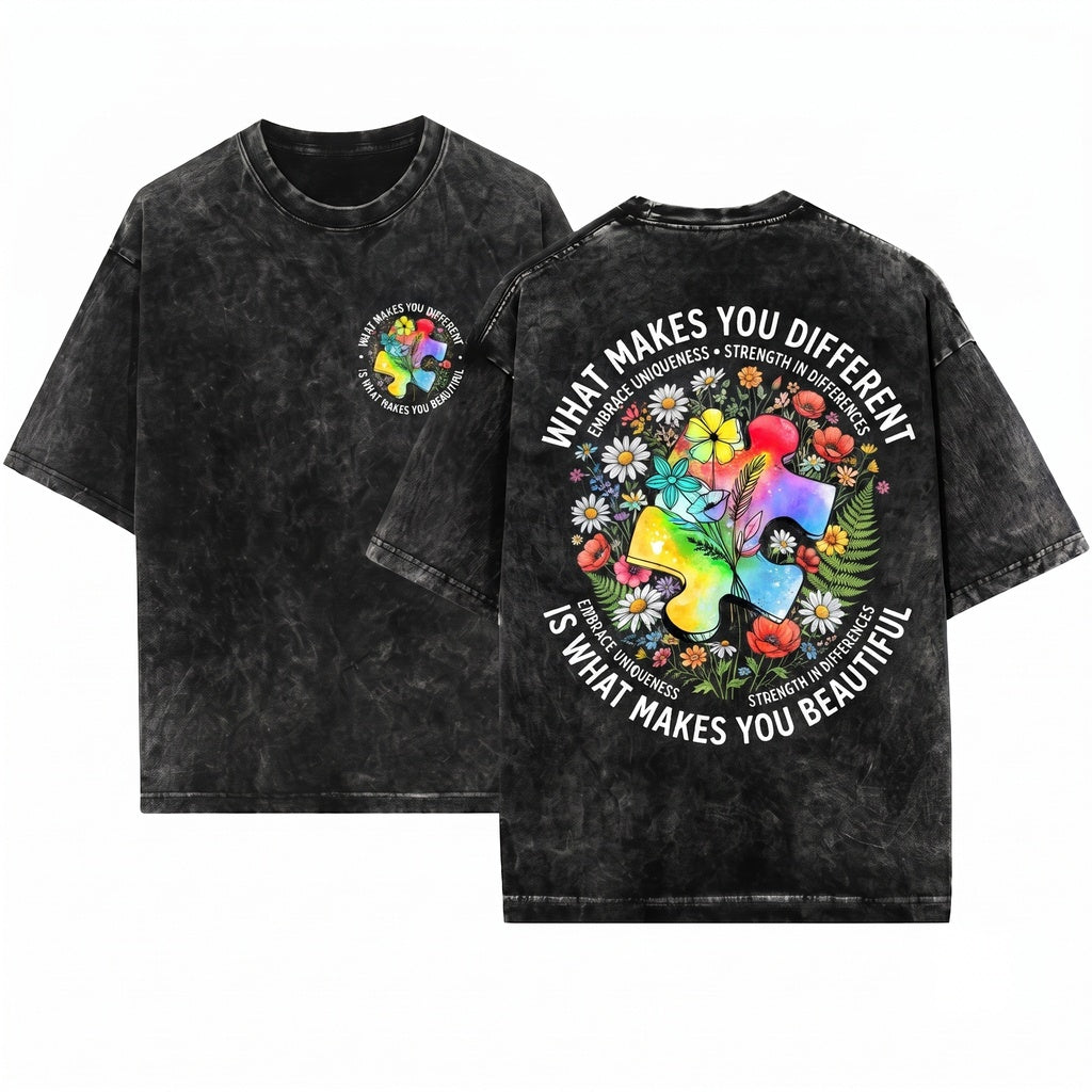 What Makes You Different Is Beautiful Autism Awareness Mama Family Gift Unisex Wash T-Shirt