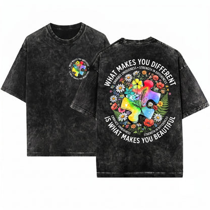 What Makes You Different Is Beautiful Autism Awareness Mama Family Gift Unisex Wash T-Shirt