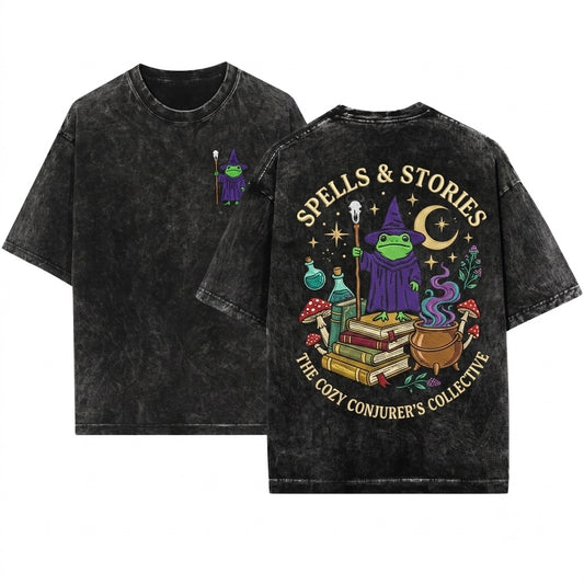 Wizard Frog Embroidered DnD Nerd Gift Ren Faire Unisex Wash T-Shirt