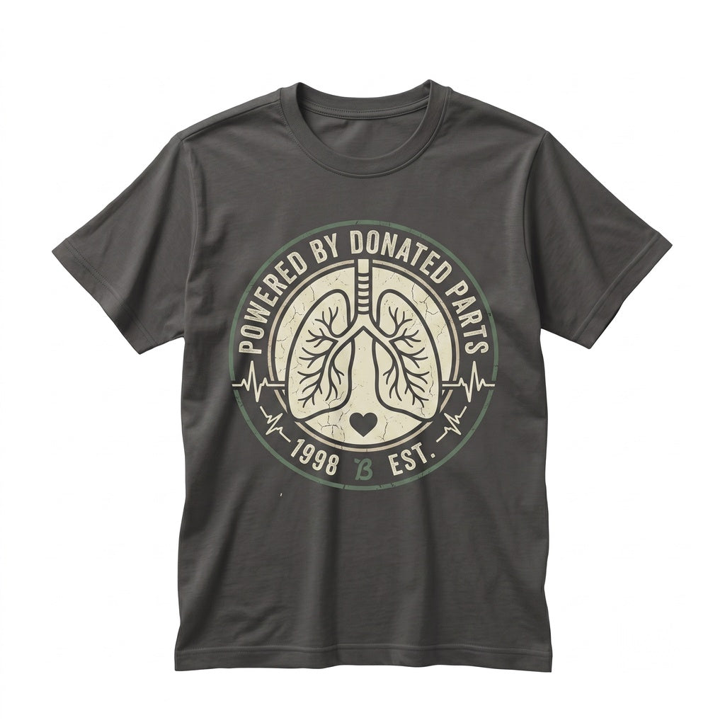 Powered by Donated Parts Funny Lung Transplant Organ Donor Awareness Graphic Gift Apparel Unisex TShirt