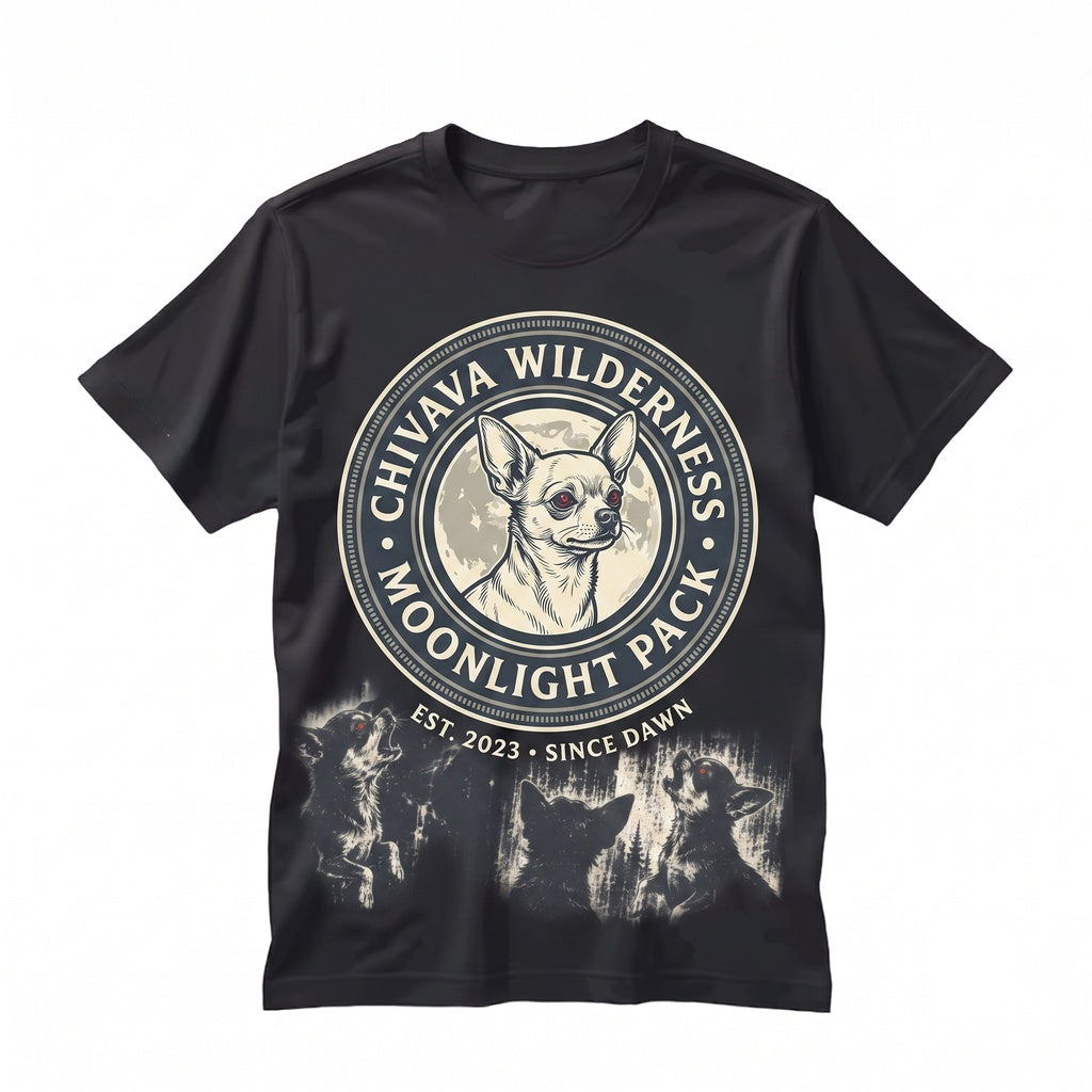 Vintage Gothic Chihuahua Dark Dog Mom Gift Spooky Halloween Full Moon Animal Graphic Unisex TShirt