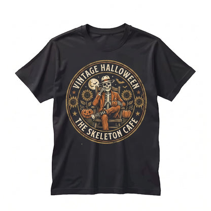 Skeleton Pumpkin Graphic Halloween Fall Autumn Harvest Unisex TShirt