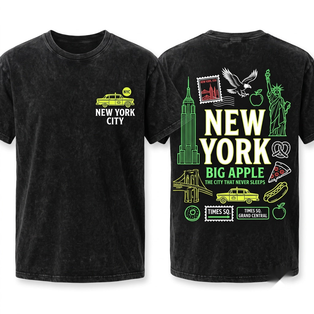 New York City NYC Aesthetic Travel Vacation Womens Top Gift for Her Unisex Wash T-Shirt