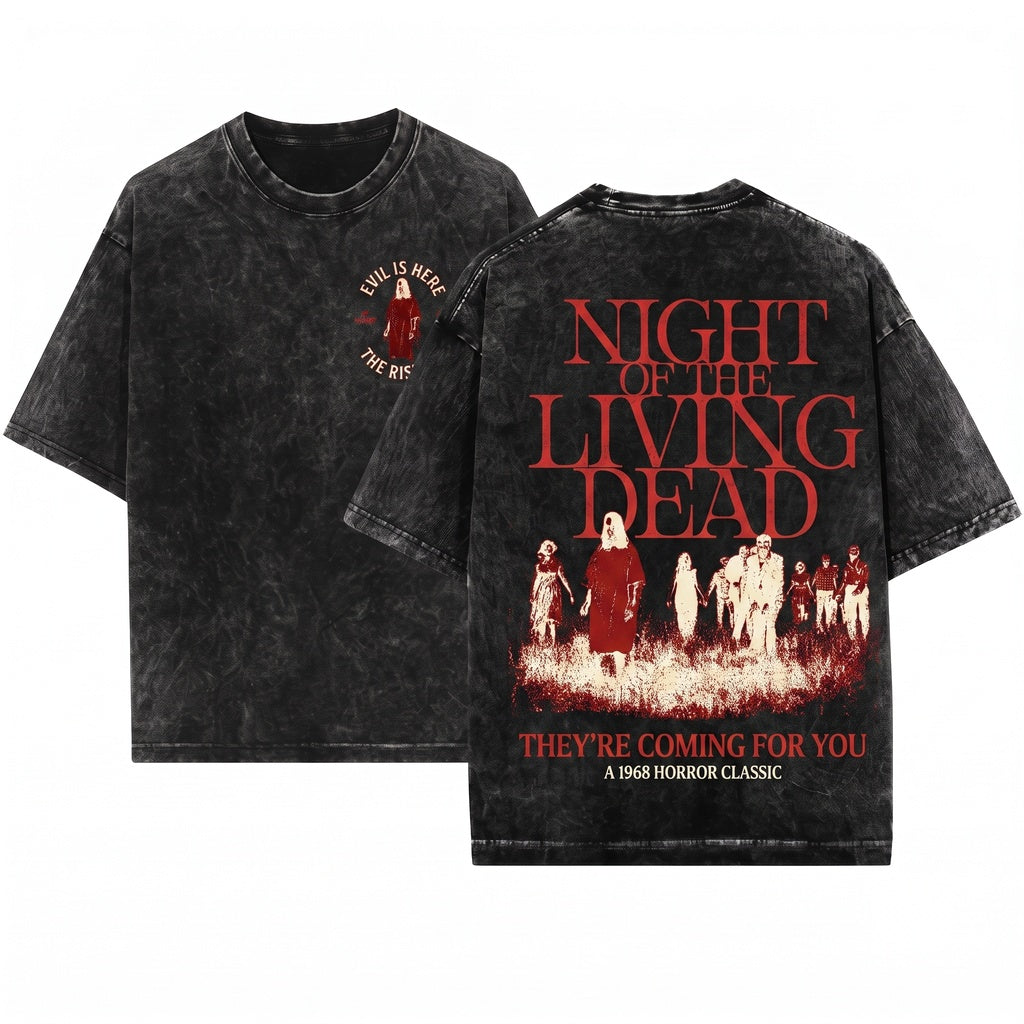 Night Of The Living Dead Zombie Horror Movie Graphic Vintage Cult Film Unisex Wash T-Shirt