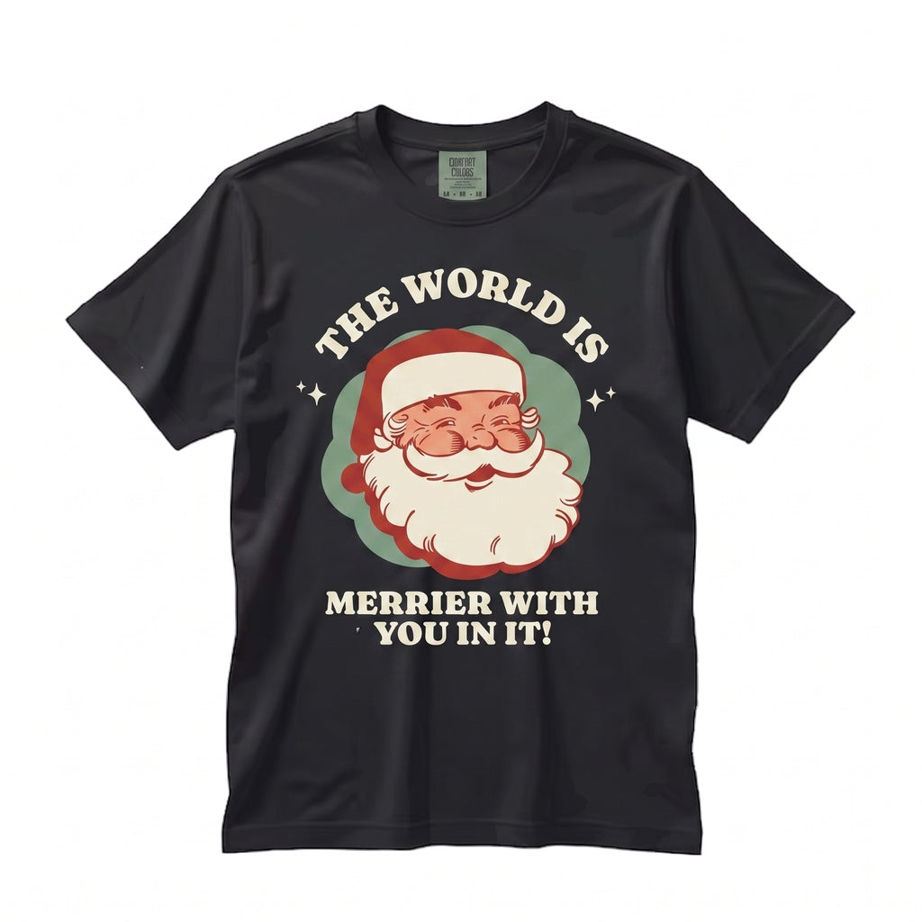 Retro Santa Christmas Mental Health Positivity Self Care Graphic Holiday Festive Unisex TShirt