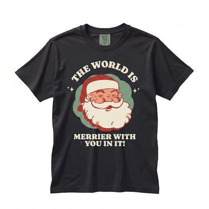 Retro Santa Christmas Mental Health Positivity Self Care Graphic Holiday Festive Unisex TShirt