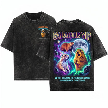 Funny Vintage Three Prairie Dog Moon Retro Graphic Oversized Unisex Wash T-Shirt