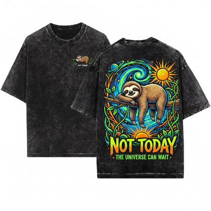 Not Today Embroidered Sloth Funny Cute Animal Lazy Day Lover Gift Unisex Wash T-Shirt