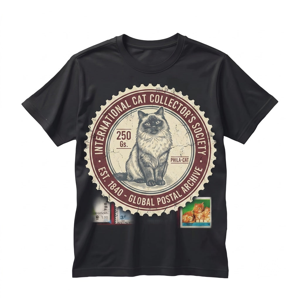 Vintage Cat Postage Stamp Graphic Red Protective Smartphone Cover Unisex TShirt