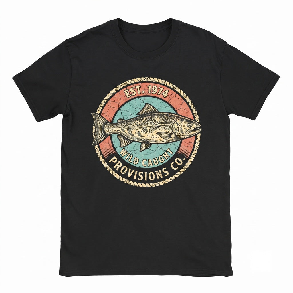Fish Graphic Tee, Retro Ocean Life Summer Vacation Beach Apparel Unisex TShirt
