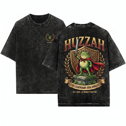 Embroidered Huzzah Sword Frog Garment Unisex Wash T-Shirt
