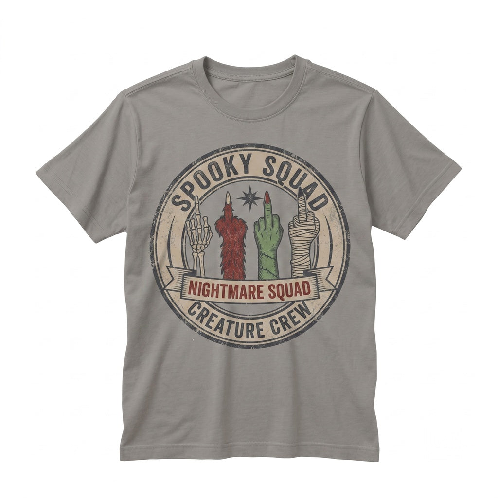Funny Sassy Halloween Monster Middle Finger Graphic Black Cotton Unisex TShirt
