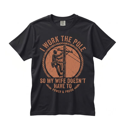 Funny Utility Lineman Retro Sunset Graphic Novelty Electrician Worker Humor Gift Unisex TShirt