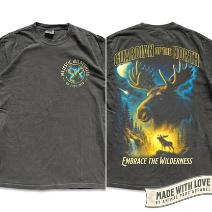 Vintage Moose Wildlife Nature Rustic Forest Outdoors Alaska Hunting Unisex Wash T-Shirt