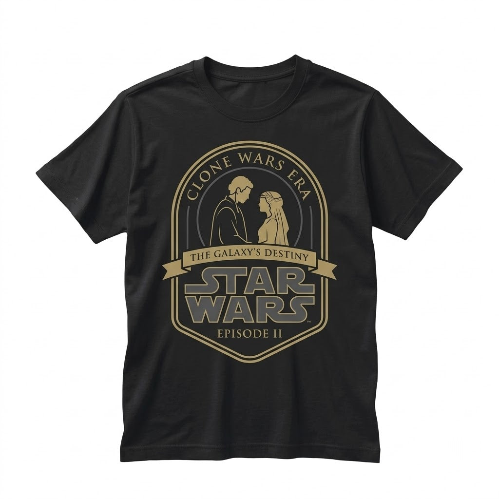 Vintage Anakin Skywalker Padme Amidala Graphic Sci-Fi Wedding AOTC Romance Unisex TShirt