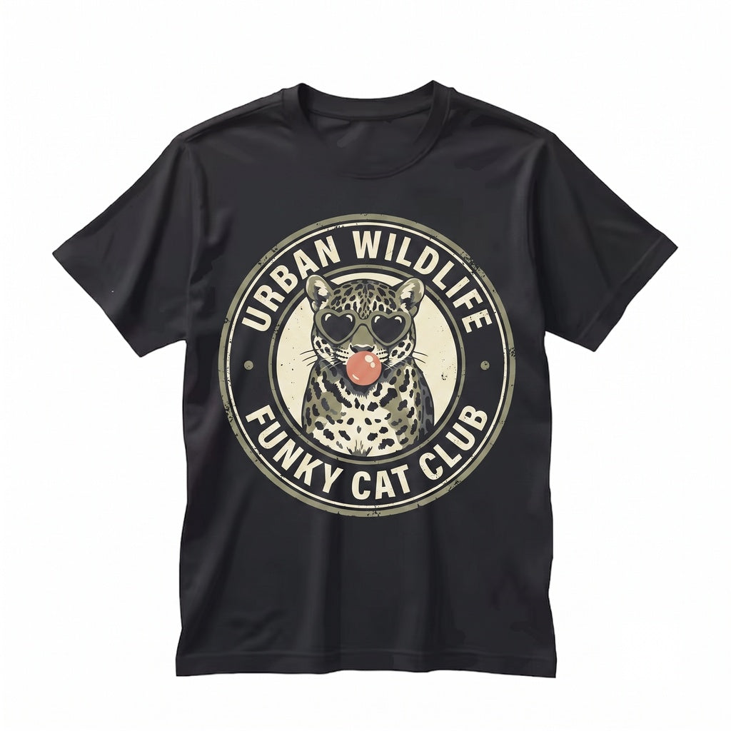 Cute Leopard Sunglasses Bubblegum Graphic Animal Print Trendy Wild Cat Aesthetic Unisex TShirt
