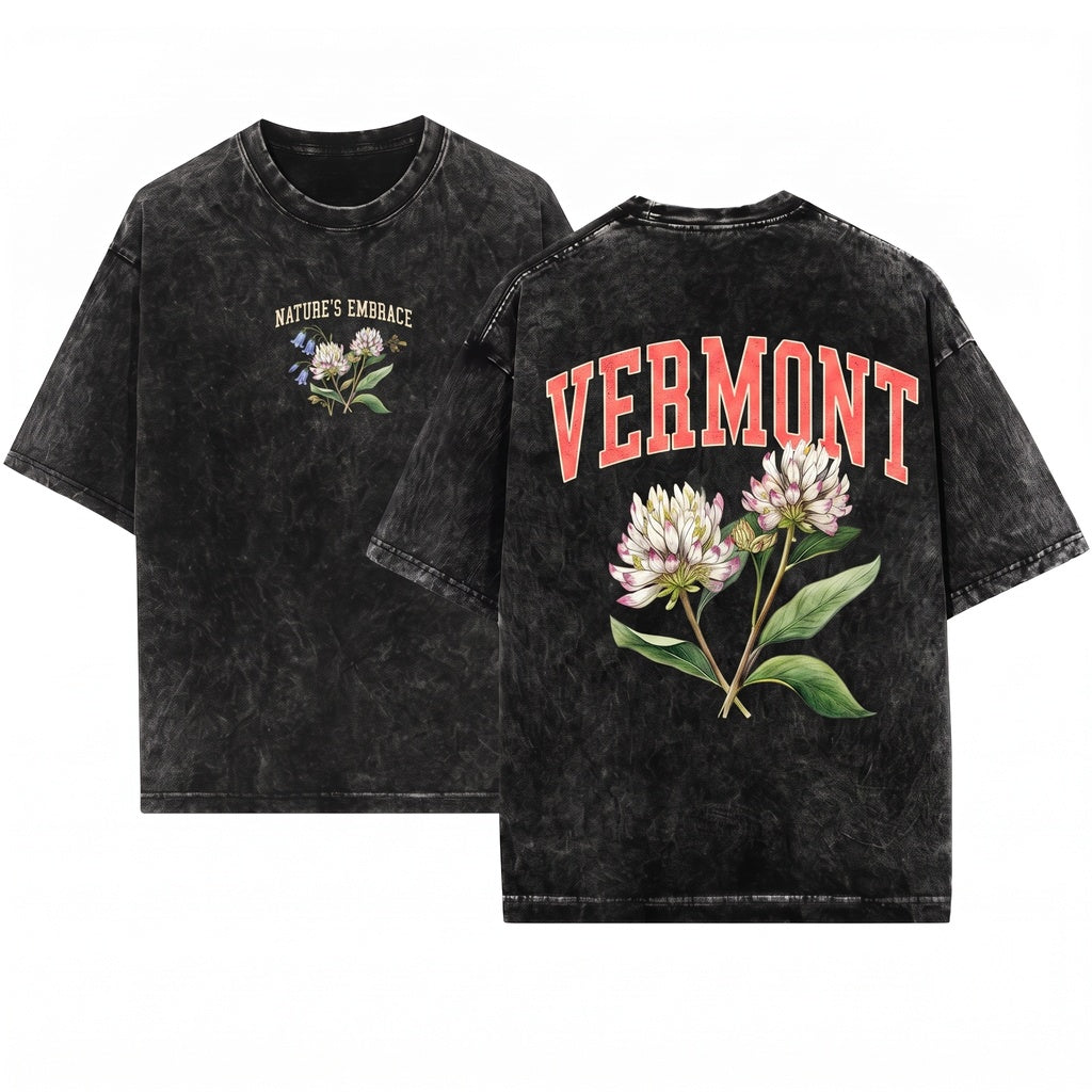 Vermont State Botanical Flower Gardening Travel Gift Mother Girlfriend Unisex Wash T-Shirt